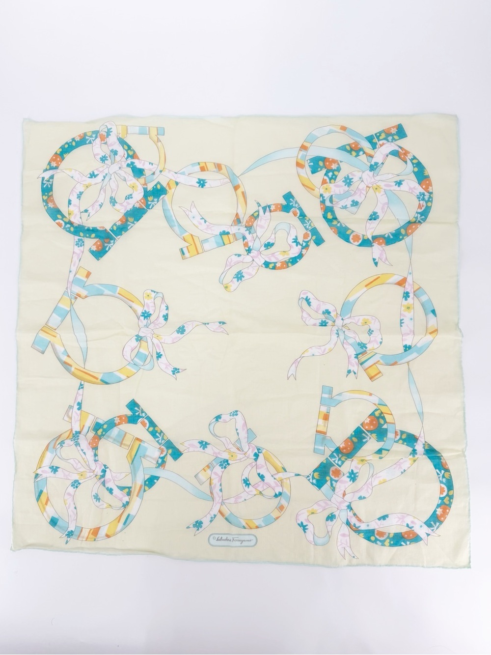 Salvatore Ferragamo Scarf 100% Cotton with Signature Symbol